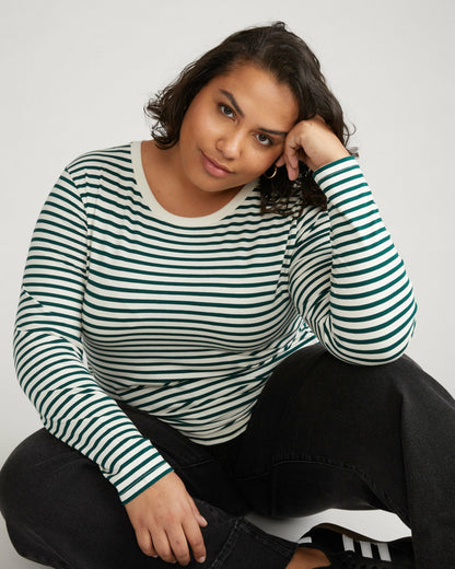 Long Sleeve Tee Rex - Bone/Botanic Stripe | Universal Standard