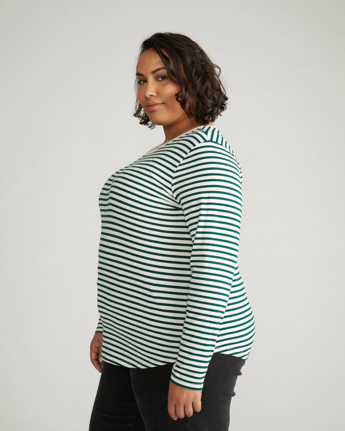 Long Sleeve Tee Rex - Bone/Botanic Stripe | Universal Standard