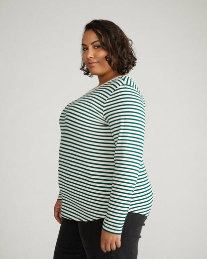 Long Sleeve Tee Rex - Bone/Botanic Stripe | Universal Standard