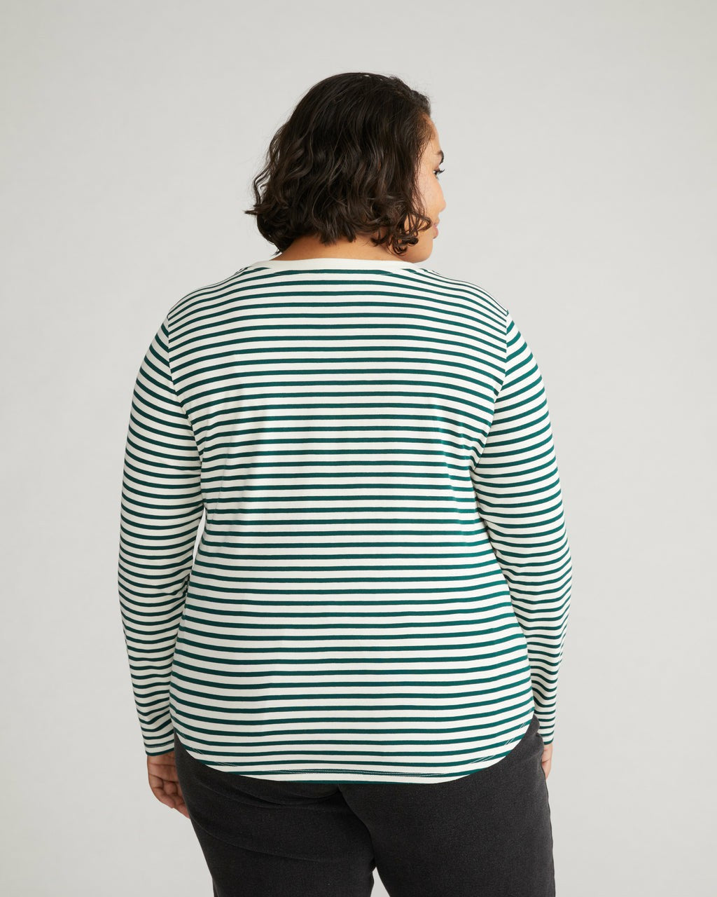 Long Sleeve Tee Rex - Bone/Botanic Stripe | Universal Standard