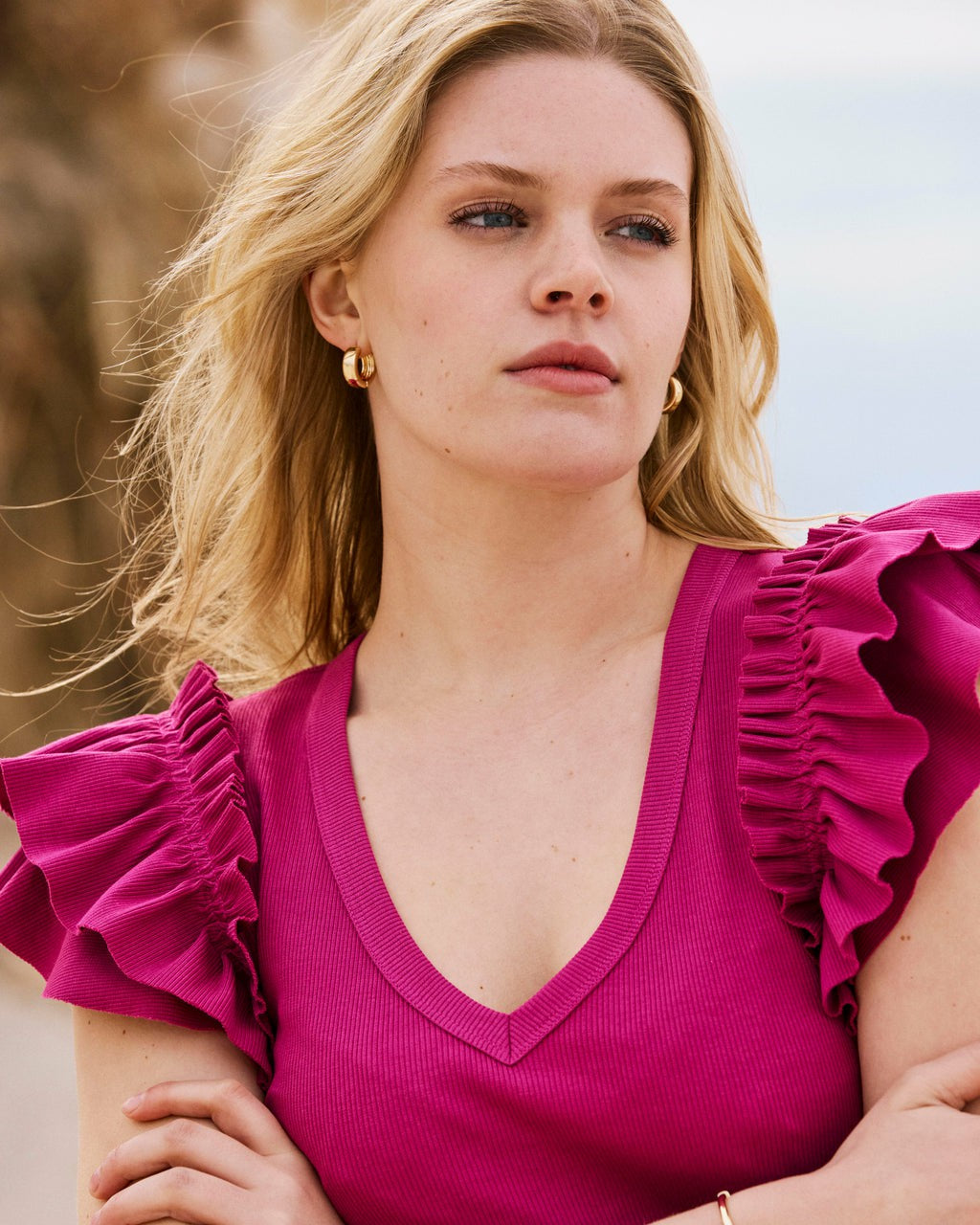 Magnolia Ribbed Top - Hyper Pink | Universal Standard