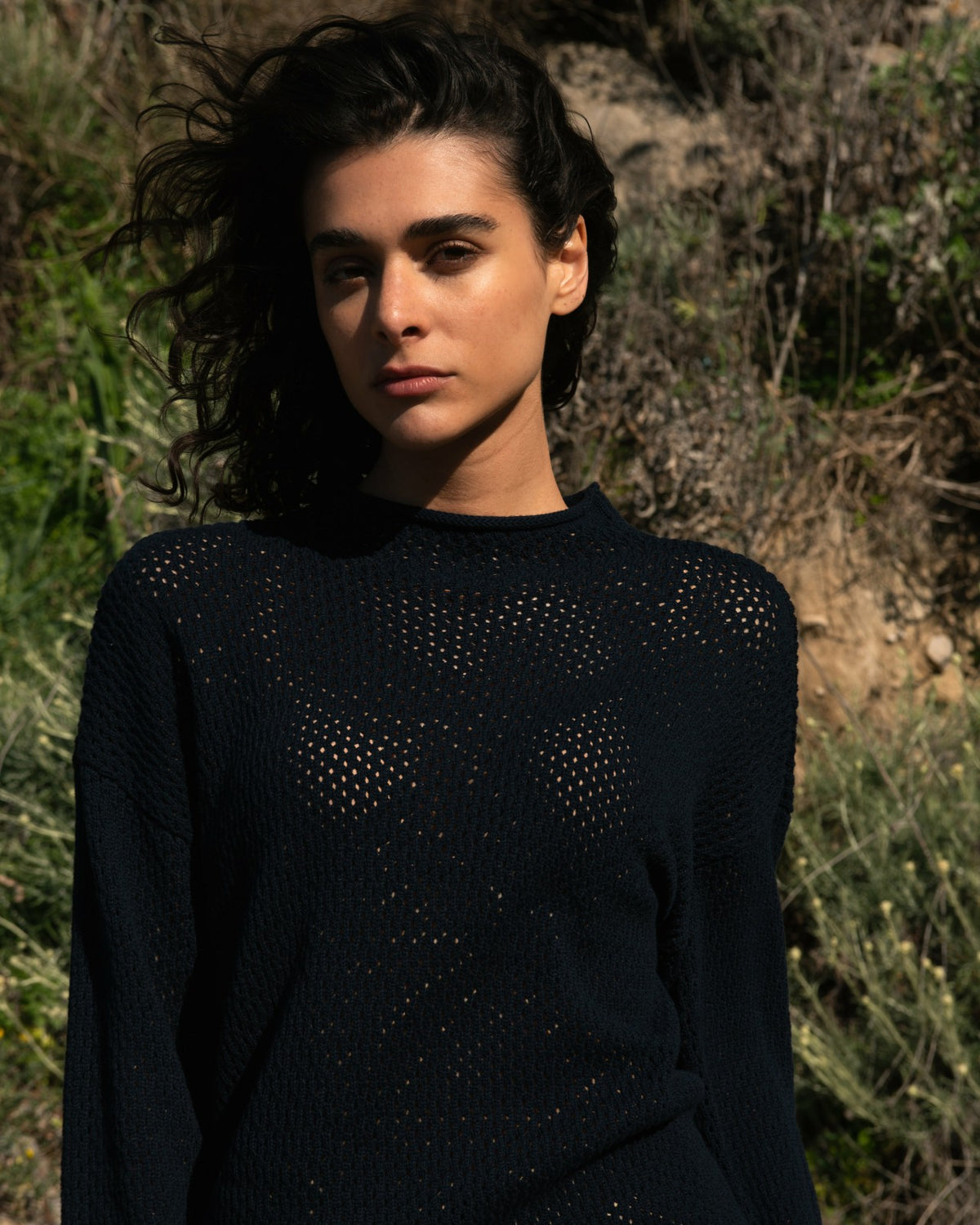 Positano Pointelle Mock Neck Sweater - Black | Universal Standard
