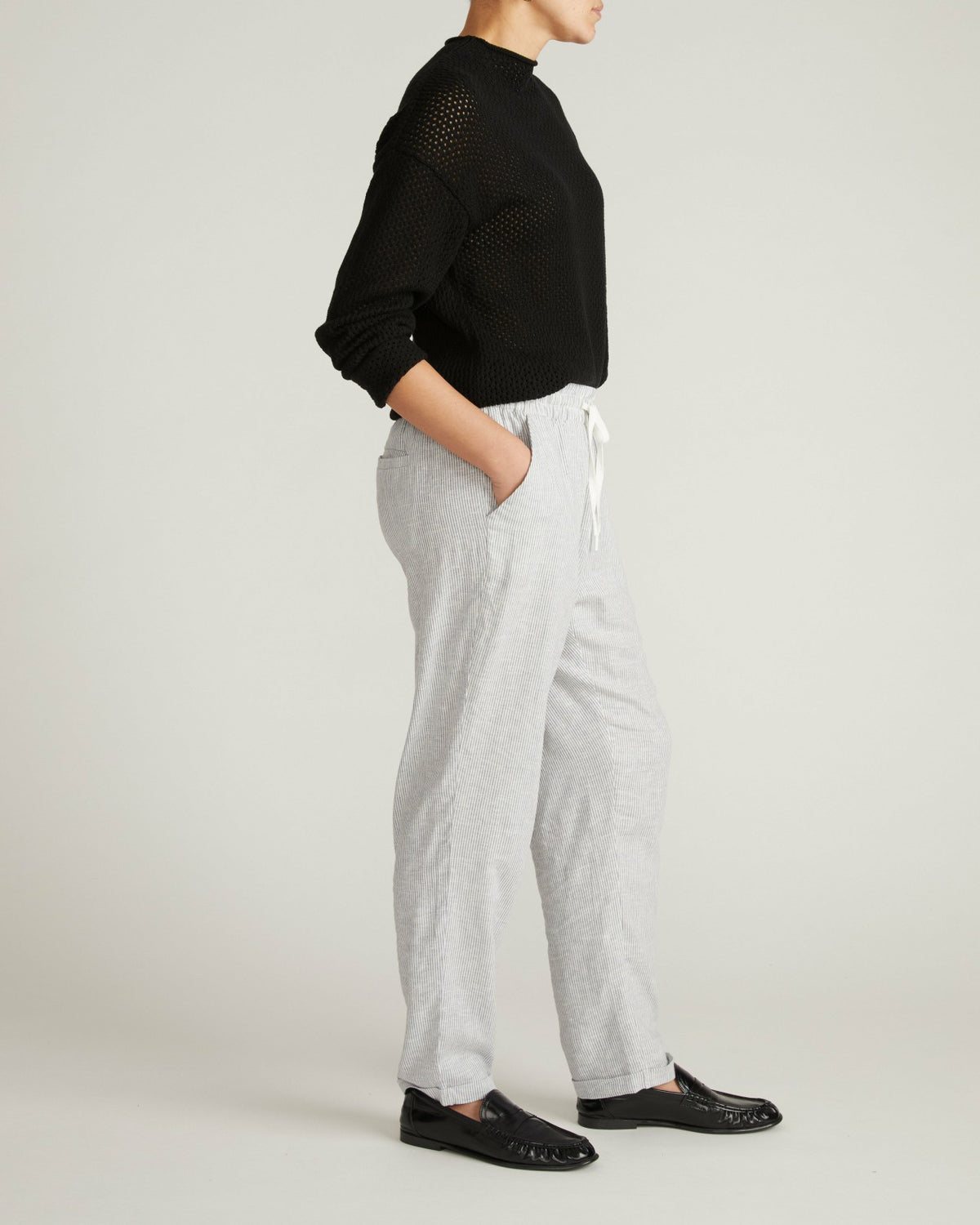 Positano Pointelle Mock Neck Sweater - Black | Universal Standard