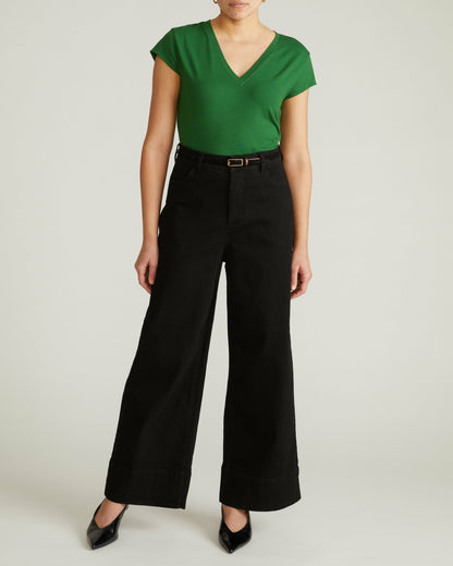 Ashley V Neck Cap Sleeve Tee - Green Park | Universal Standard