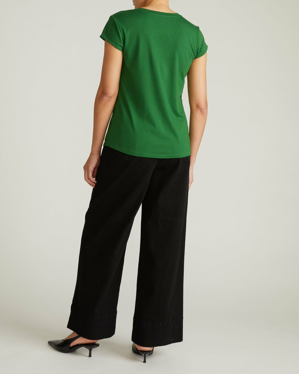Ashley V Neck Cap Sleeve Tee - Green Park | Universal Standard