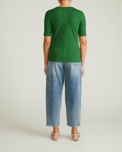 Maia Stovepipe Sleeve V Neck Tee - Green Park | Universal Standard