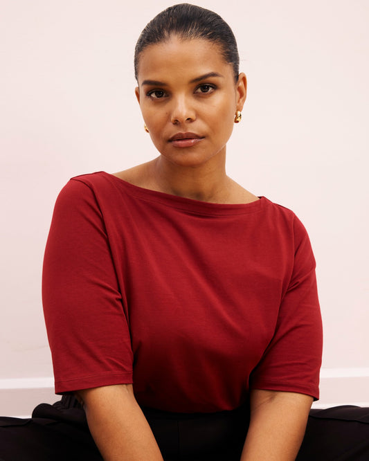 Bella Boatneck Tee - Garnet | Universal Standard