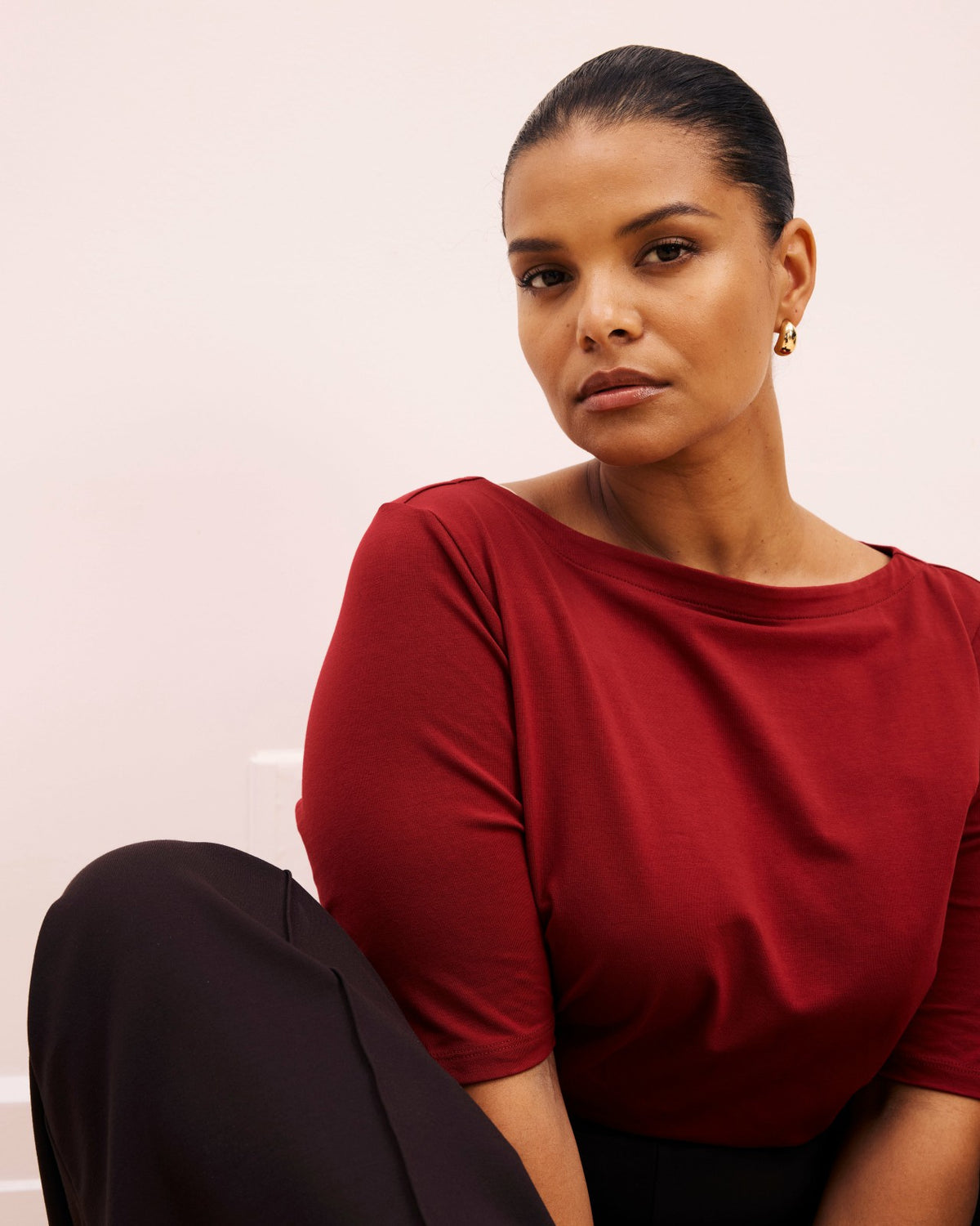 Bella Boatneck Tee - Garnet | Universal Standard