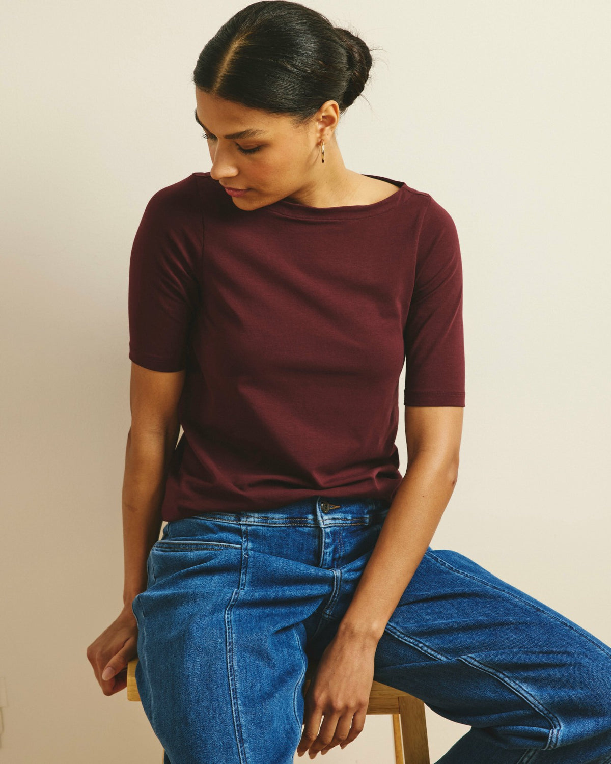 Bella Boatneck Tee - Black Cherry | Universal Standard