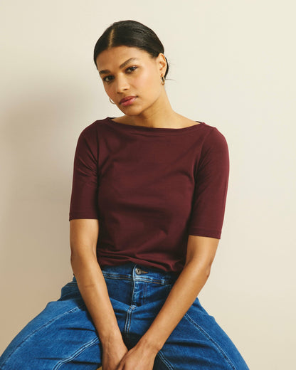 Bella Boatneck Tee - Black Cherry | Universal Standard