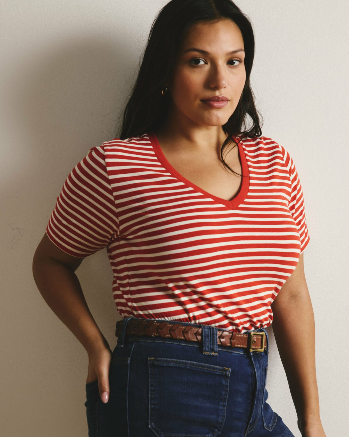 V Rex - Poppy/Ecru Stripe | Universal Standard