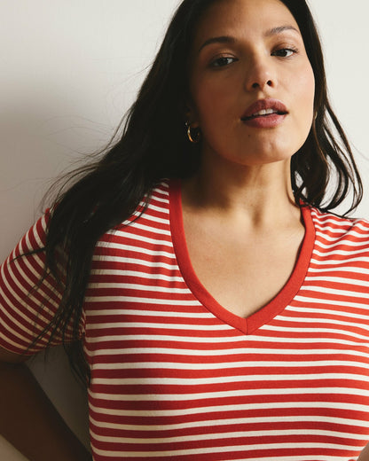 V Rex - Poppy/Ecru Stripe | Universal Standard