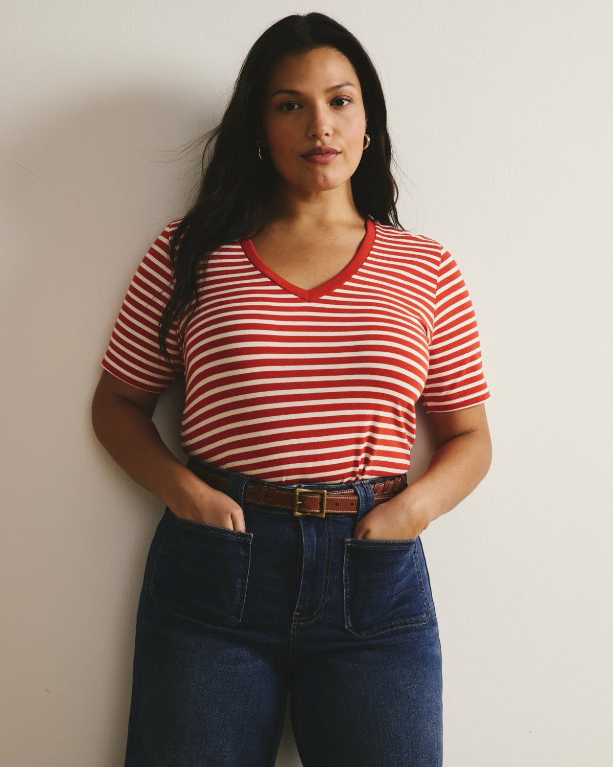 V Rex - Poppy/Ecru Stripe | Universal Standard
