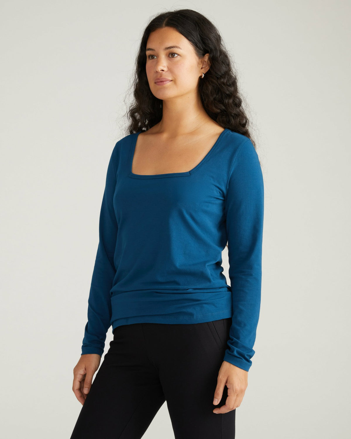 Long Sleeve Square Neck Tee - Deep Teal | Universal Standard