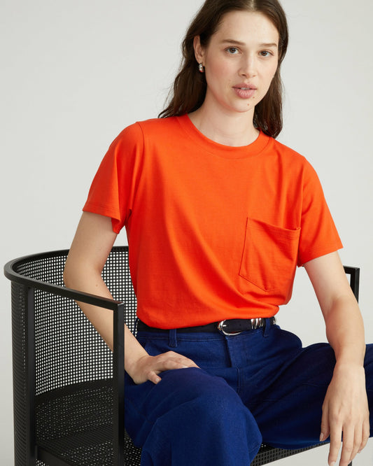 Breton Stripe Garcon Tee - Solid Poppy | Universal Standard
