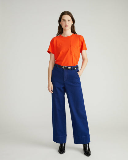 Breton Stripe Garcon Tee - Solid Poppy | Universal Standard
