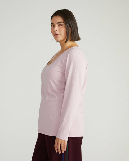 Long Sleeve Square Neck Tee - Pale Mauve | Universal Standard