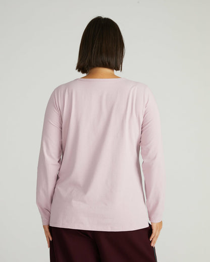 Long Sleeve Square Neck Tee - Pale Mauve | Universal Standard