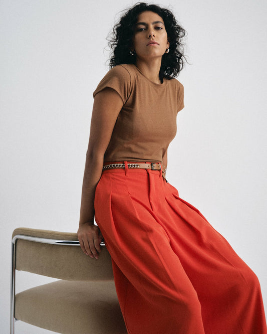 Ashley Cap Sleeve Tee - Classic Camel | Universal Standard