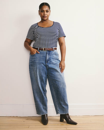 Scoop Neck Tee - Navy/White Stripe | Universal Standard