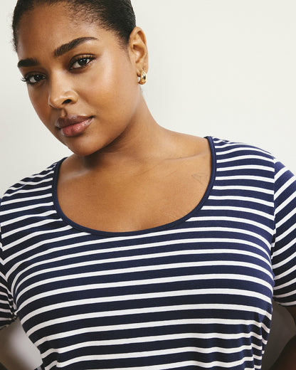 Scoop Neck Tee - Navy/White Stripe | Universal Standard