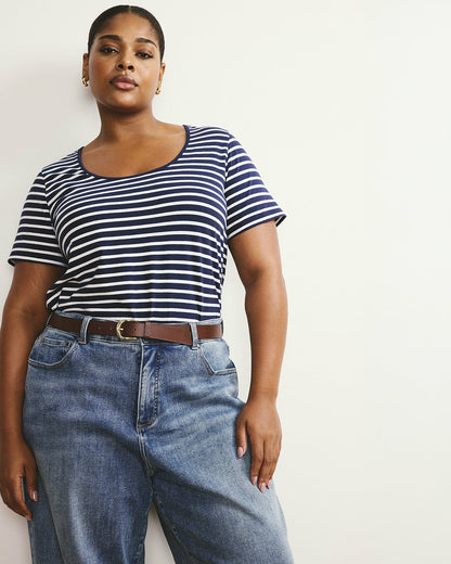 Scoop Neck Tee - Navy/White Stripe | Universal Standard