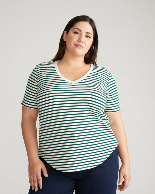 V Rex - Bone/Botanic Stripe | Universal Standard