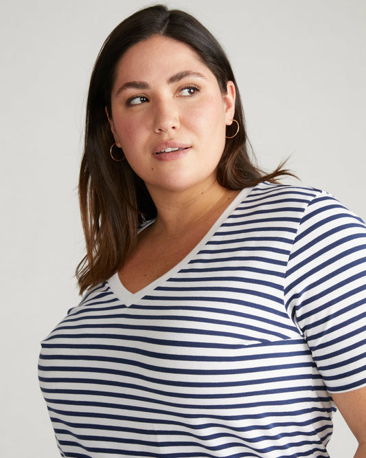V Rex - White/Cenote Stripe | Universal Standard