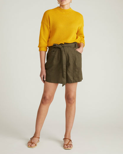 Positano Pointelle Mock Neck Sweater - Goldenrod | Universal Standard