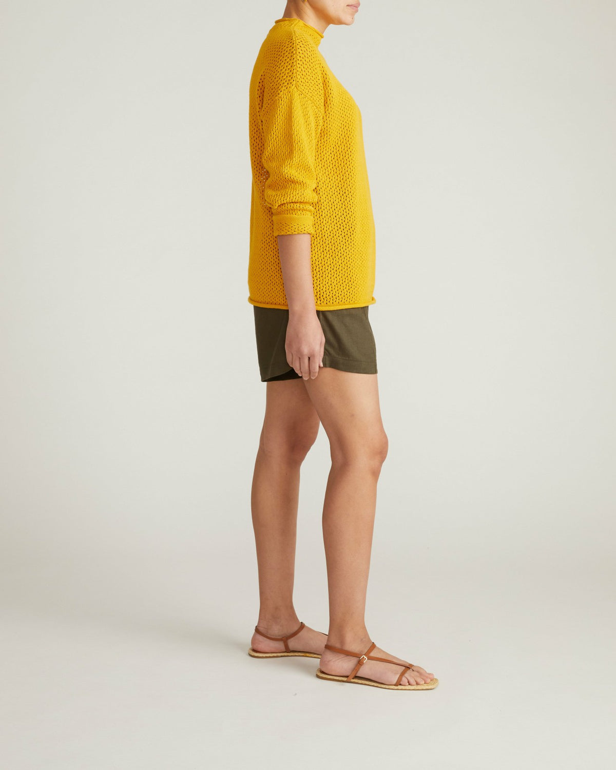 Positano Pointelle Mock Neck Sweater - Goldenrod | Universal Standard