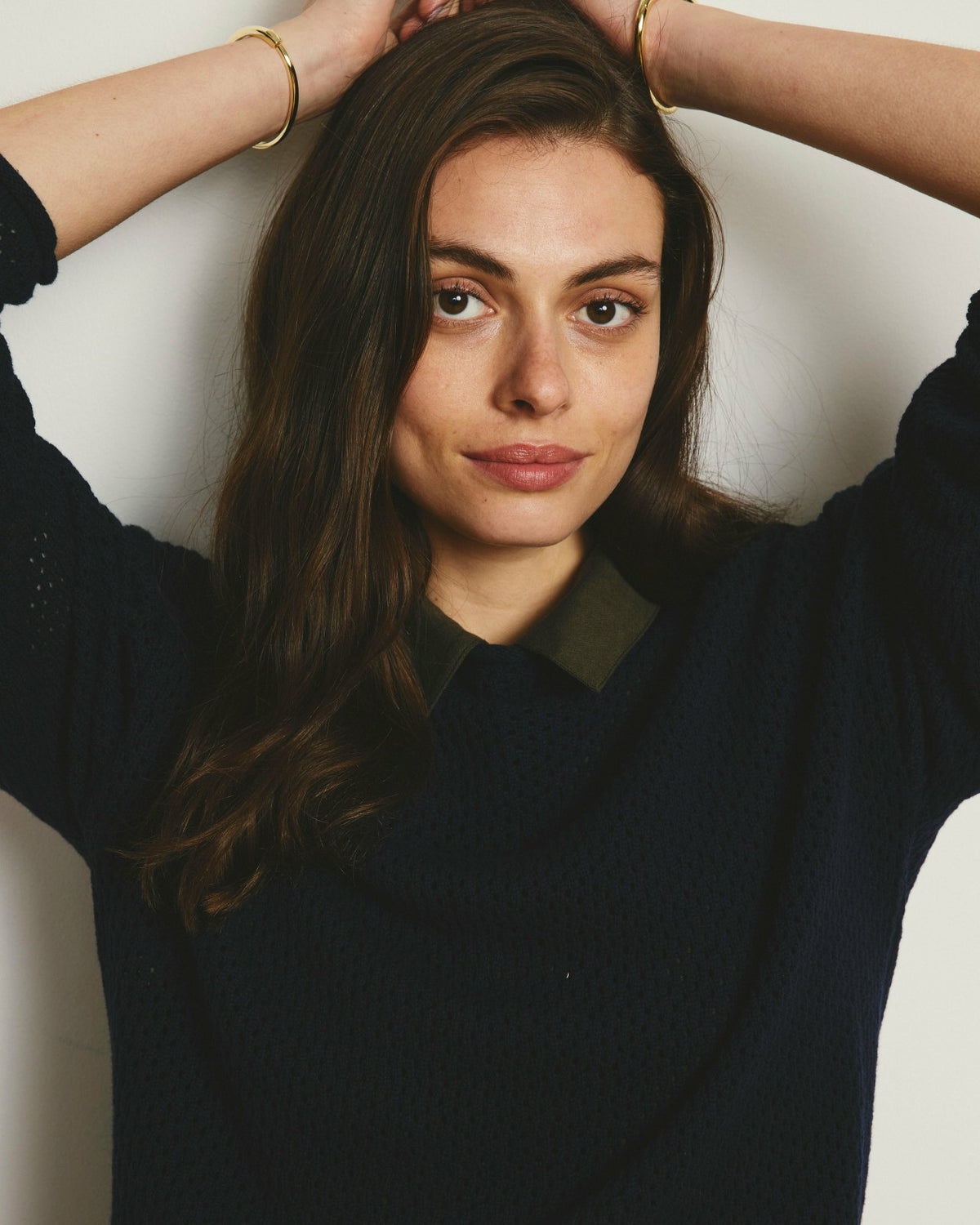 Positano Pointelle Mock Neck Sweater - Navy | Universal Standard