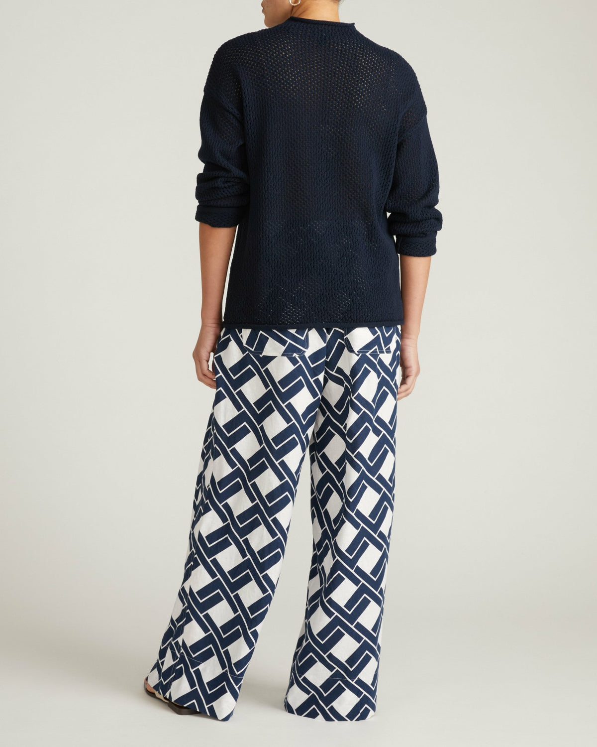 Positano Pointelle Mock Neck Sweater - Navy | Universal Standard
