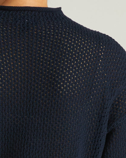 Positano Pointelle Mock Neck Sweater - Navy | Universal Standard