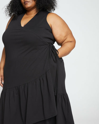 Tiered Twirl Wrap Dress - Black | Universal Standard