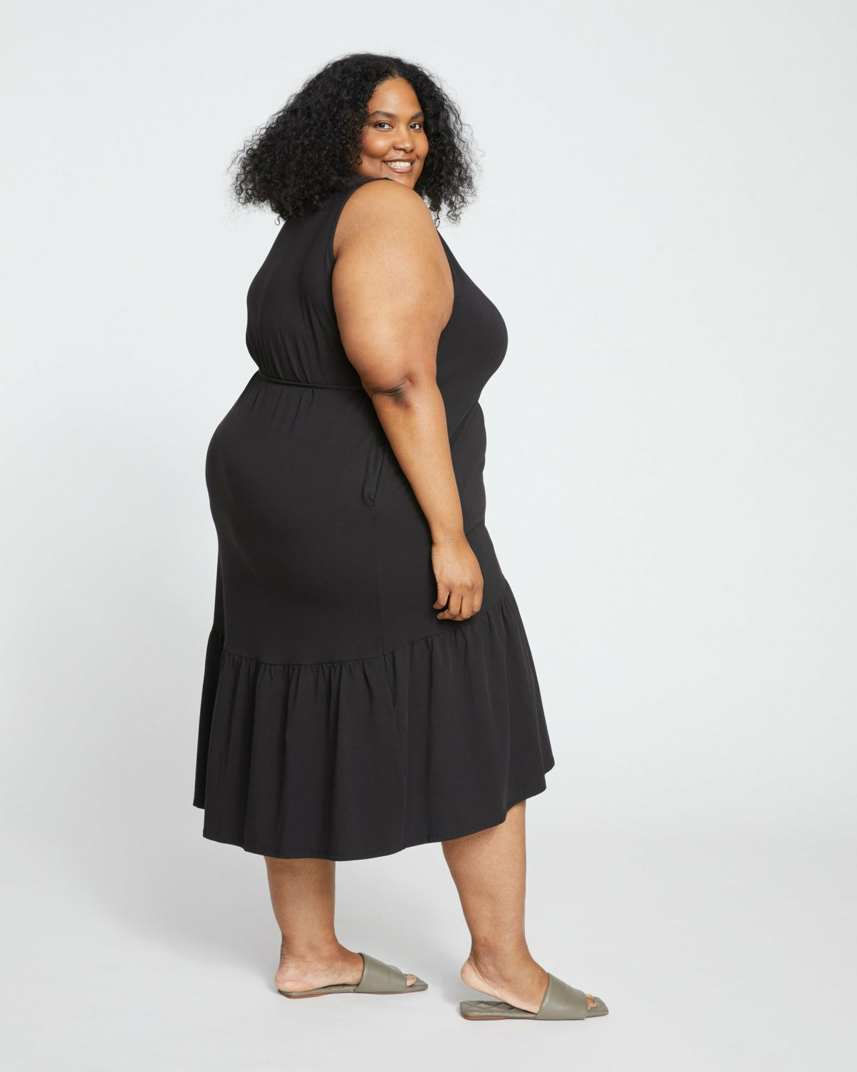 Tiered Twirl Wrap Dress - Black | Universal Standard