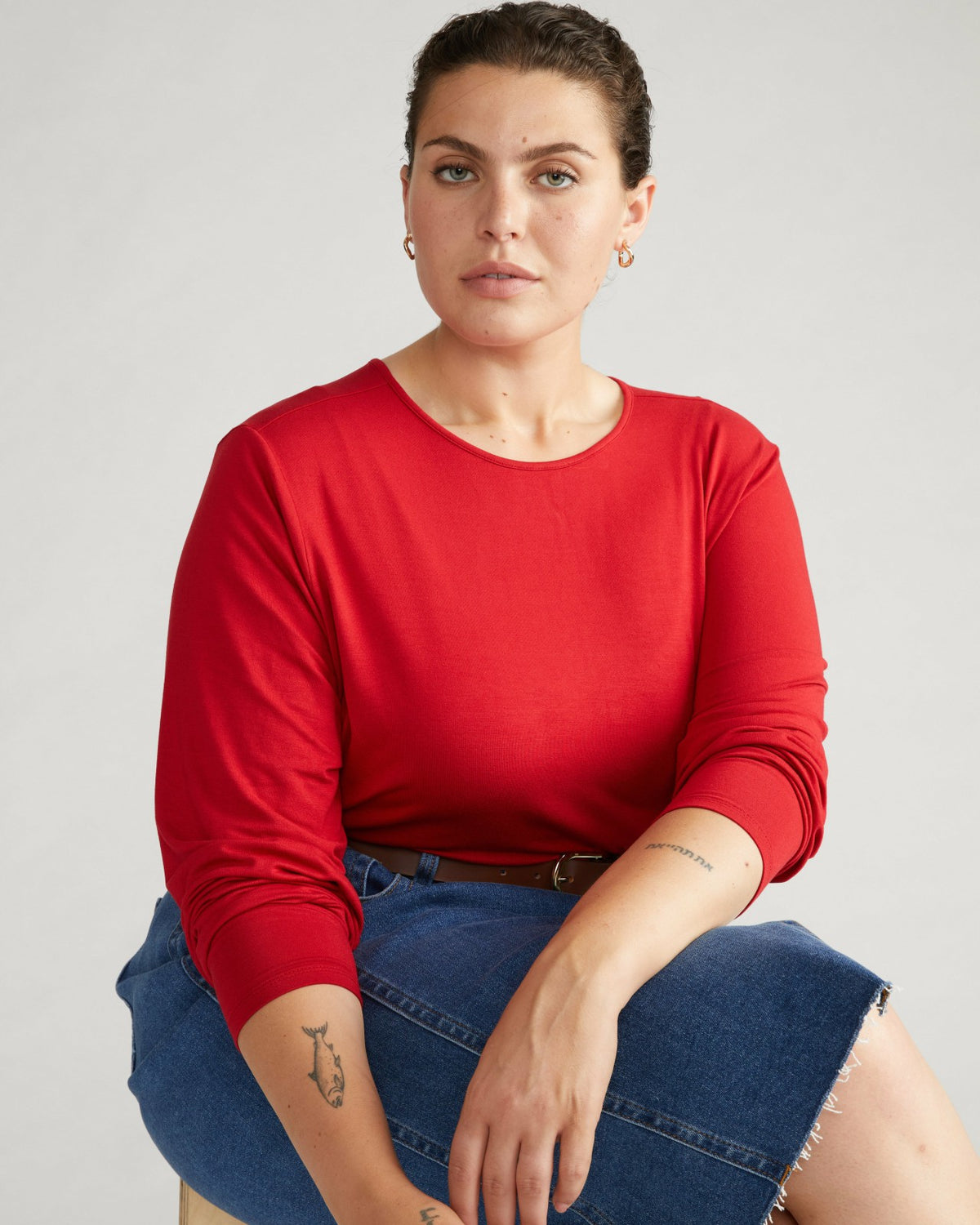 Joan Liquid Jersey Long Sleeve Top - New York Red | Universal Standard