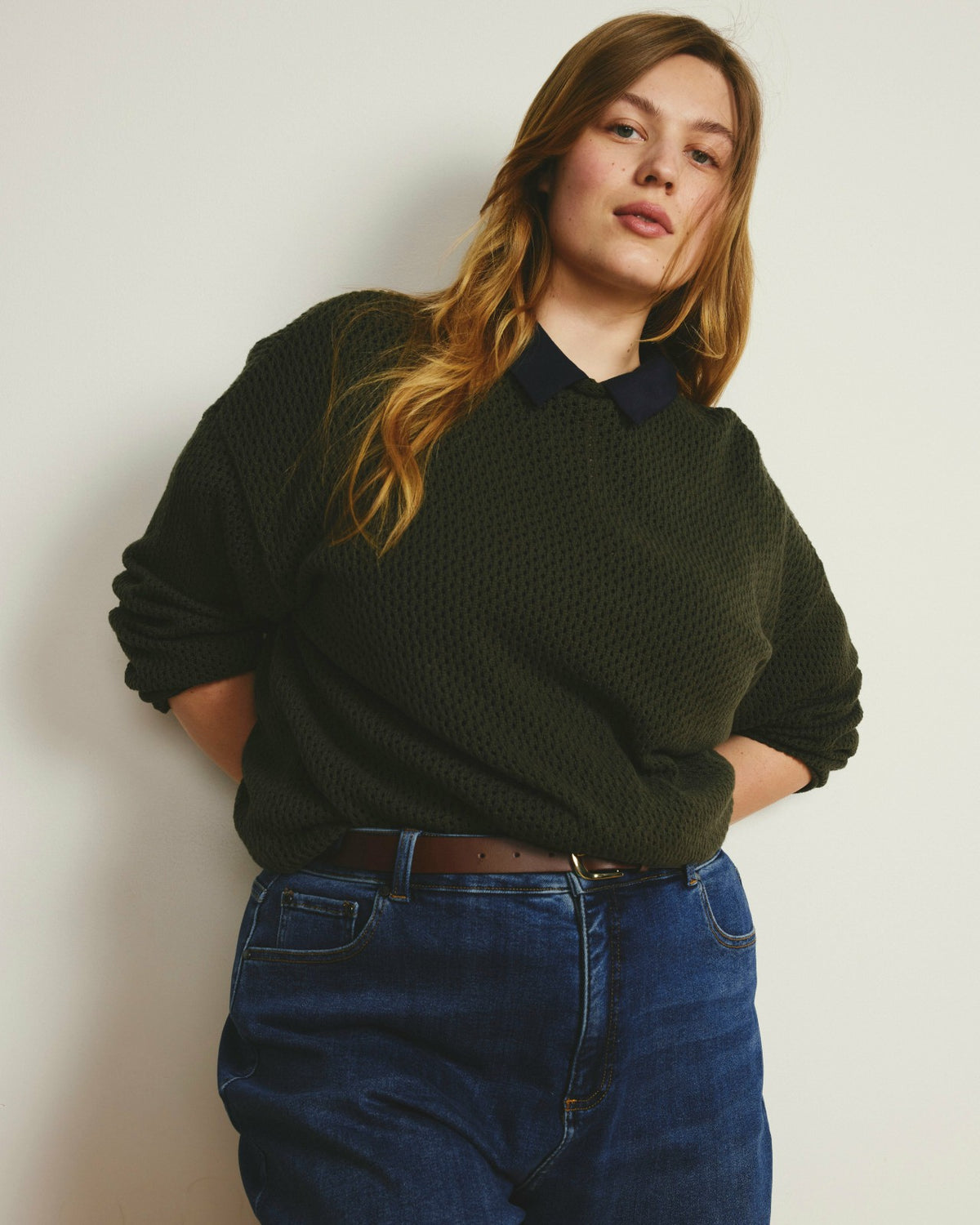 Positano Pointelle Mock Neck Sweater - Camo | Universal Standard