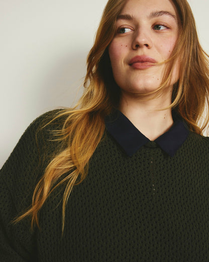 Positano Pointelle Mock Neck Sweater - Camo | Universal Standard