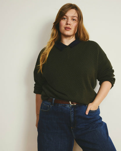 Positano Pointelle Mock Neck Sweater - Camo | Universal Standard