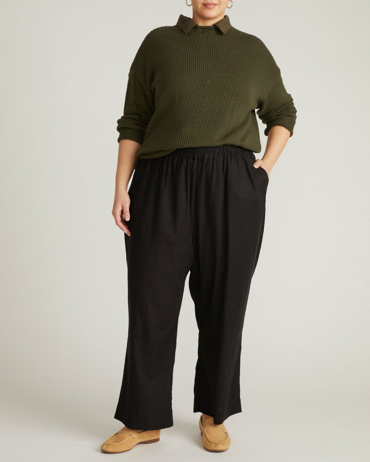 Positano Pointelle Mock Neck Sweater - Camo | Universal Standard