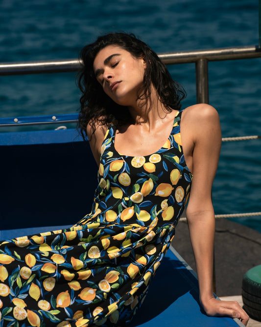 Cayo Cami Dress - Black Limoncello Print | Universal Standard