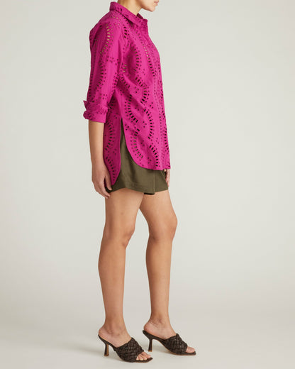 The Embroidered Artist Poplin Shirt - Hyper Pink | Universal Standard