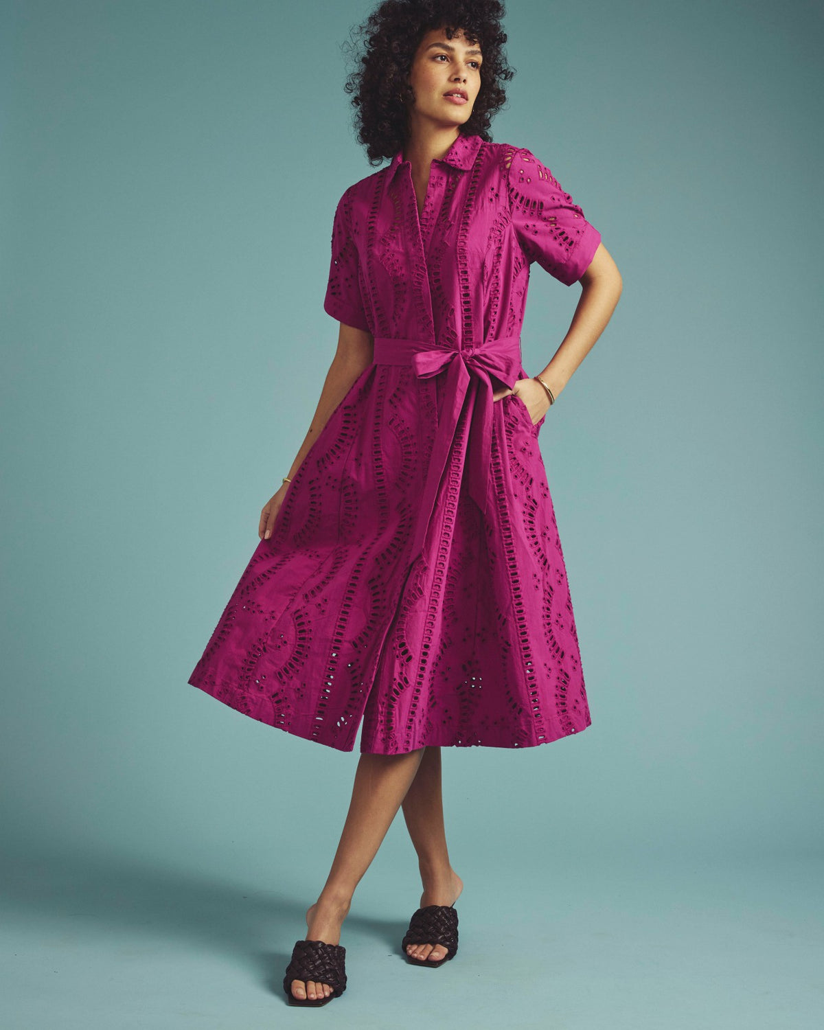 Tina Cotton Poplin Shirtdress - Hyper Pink | Universal Standard